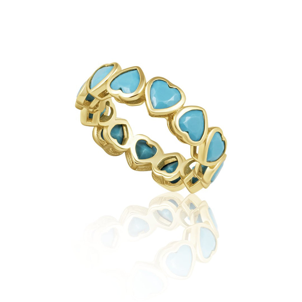 Bezel Heart Ring Turquoise-Rings-Sahira Jewelry Design-The Grove
