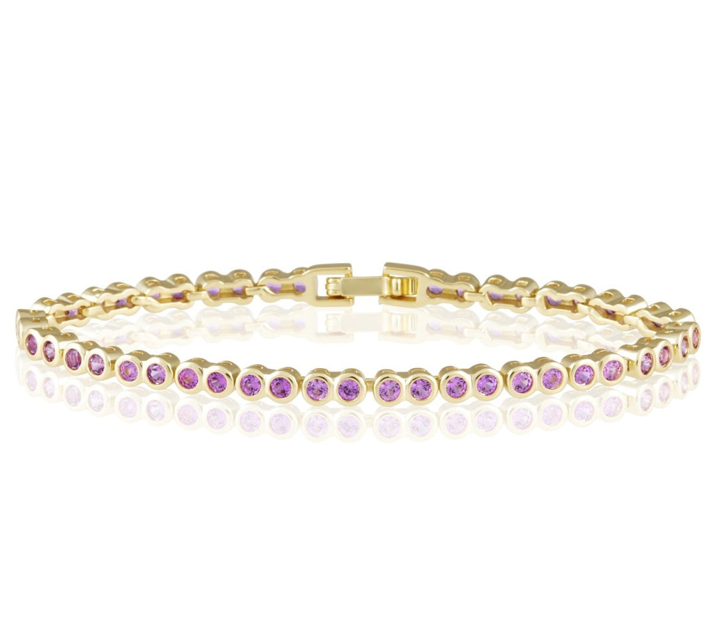 Bezel Tennis Bracelet | Pink-Bracelet-Sahira Jewelry Design-The Grove