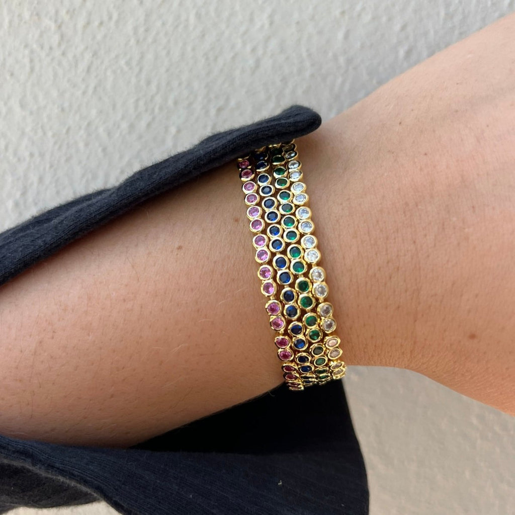 Bezel Tennis Bracelet | Pink-Bracelet-Sahira Jewelry Design-The Grove