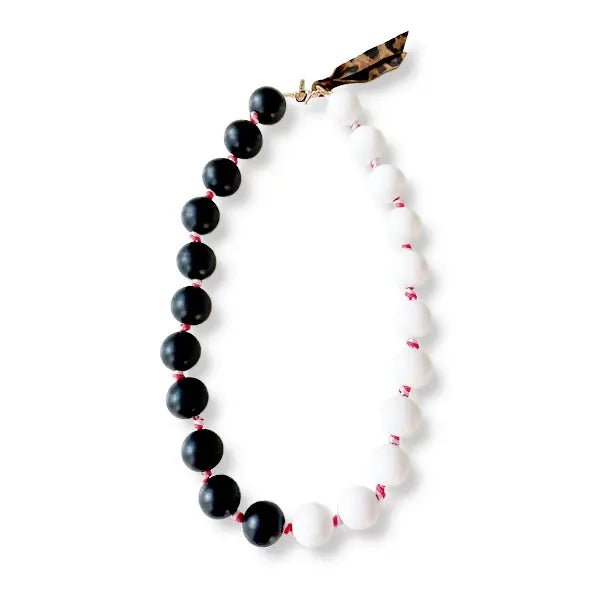 Big Bauble Beads | Black & White Jumbo Wood Bead Necklace-Necklaces-WirrWarr Wraps-The Grove
