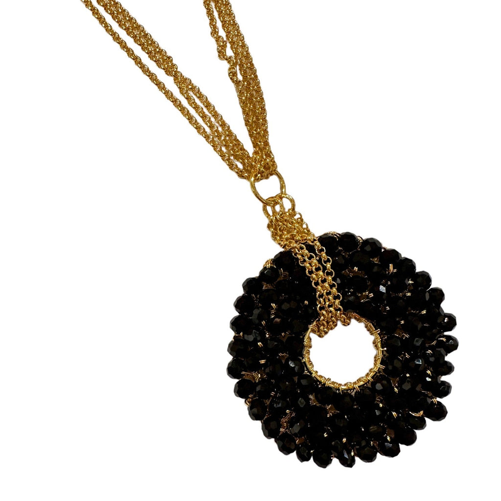 Black Crystal Pendant Necklace-Necklaces-Lavish-The Grove