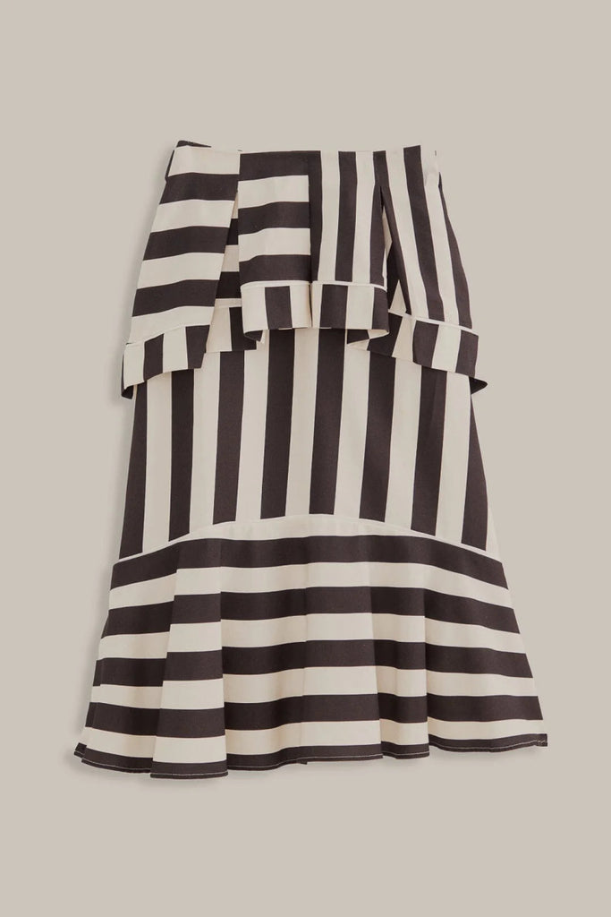 Black Mixed Stripes Midi Skirt-Skirts-FARM Rio-The Grove