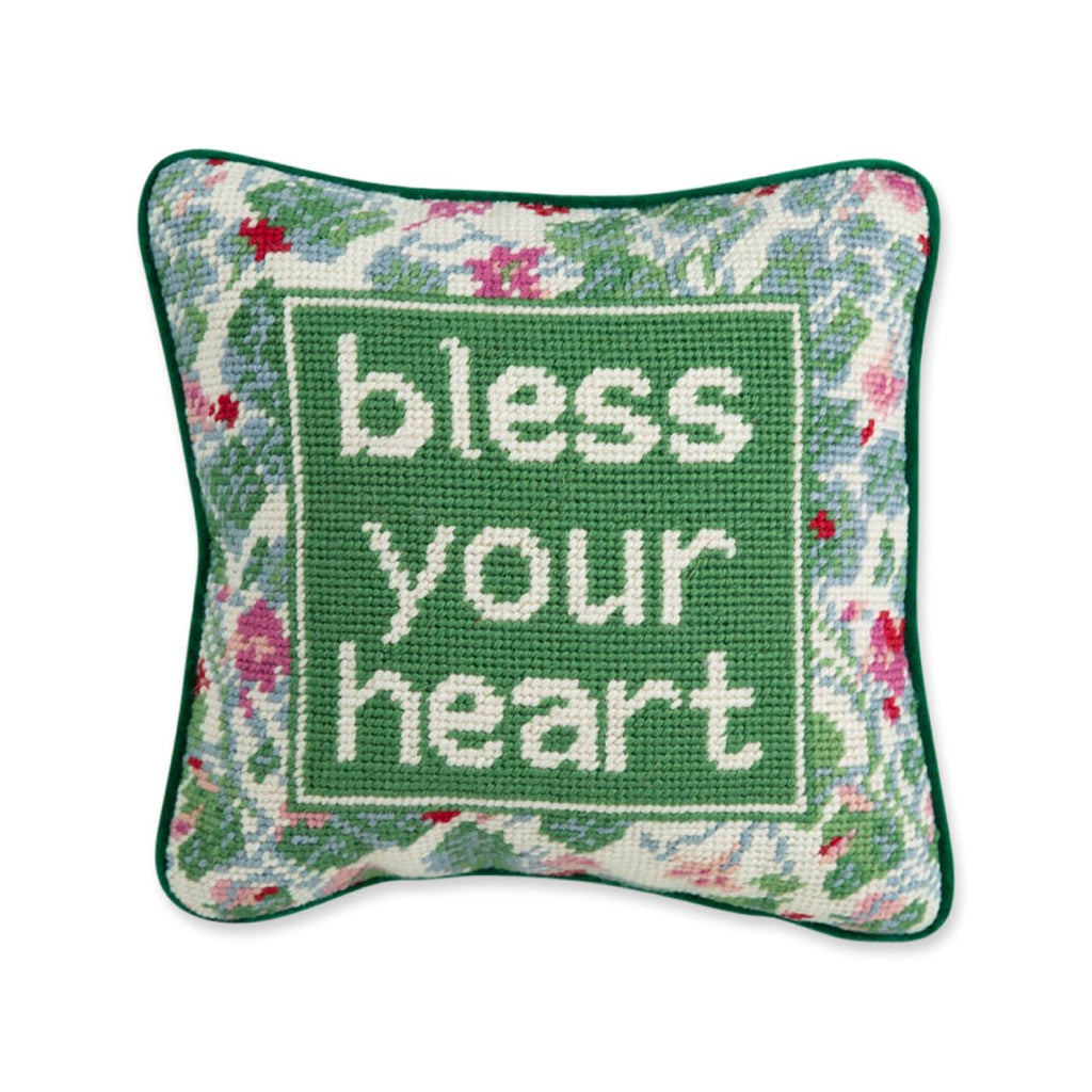 Bless Your Heart Needlepoint Pillow-Throw Pillows-Furbish Studio-The Grove
