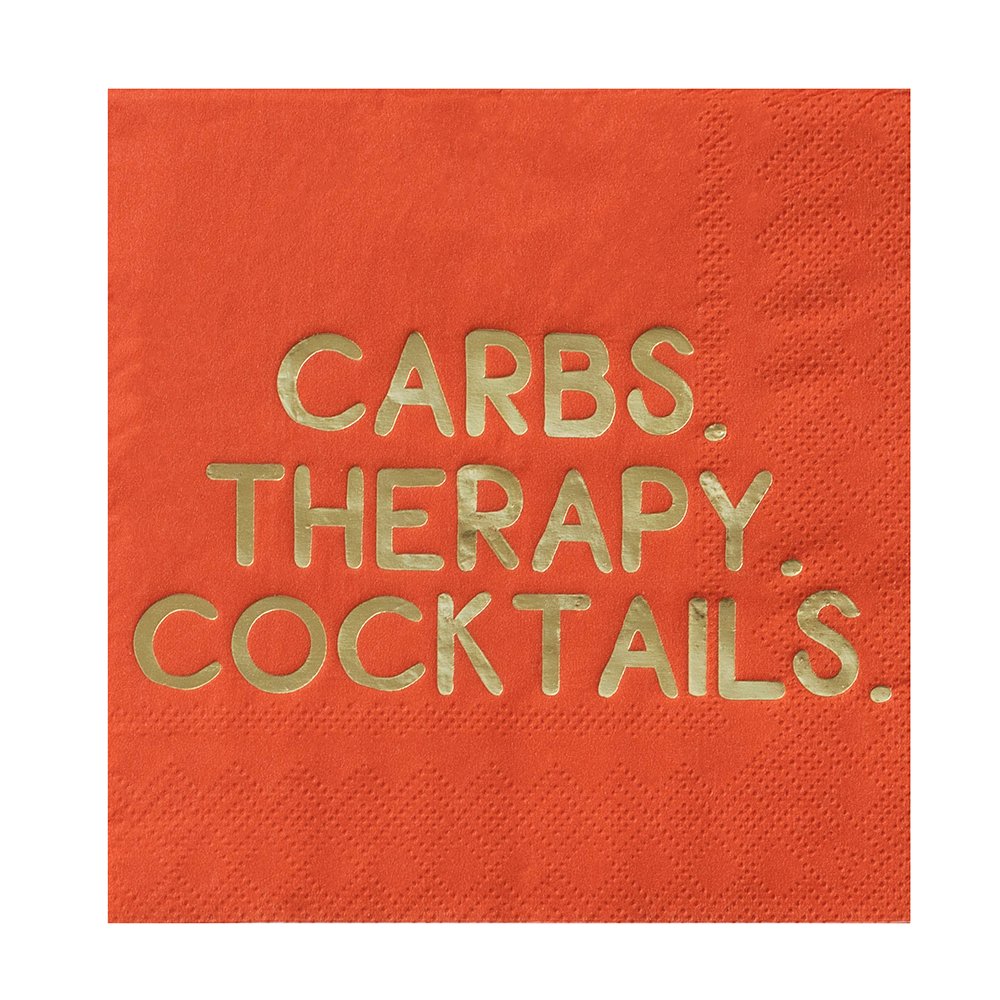 Carbs, Therapy, Cocktails | Cocktail Napkins-Cocktail Napkins-Clementine WP-The Grove