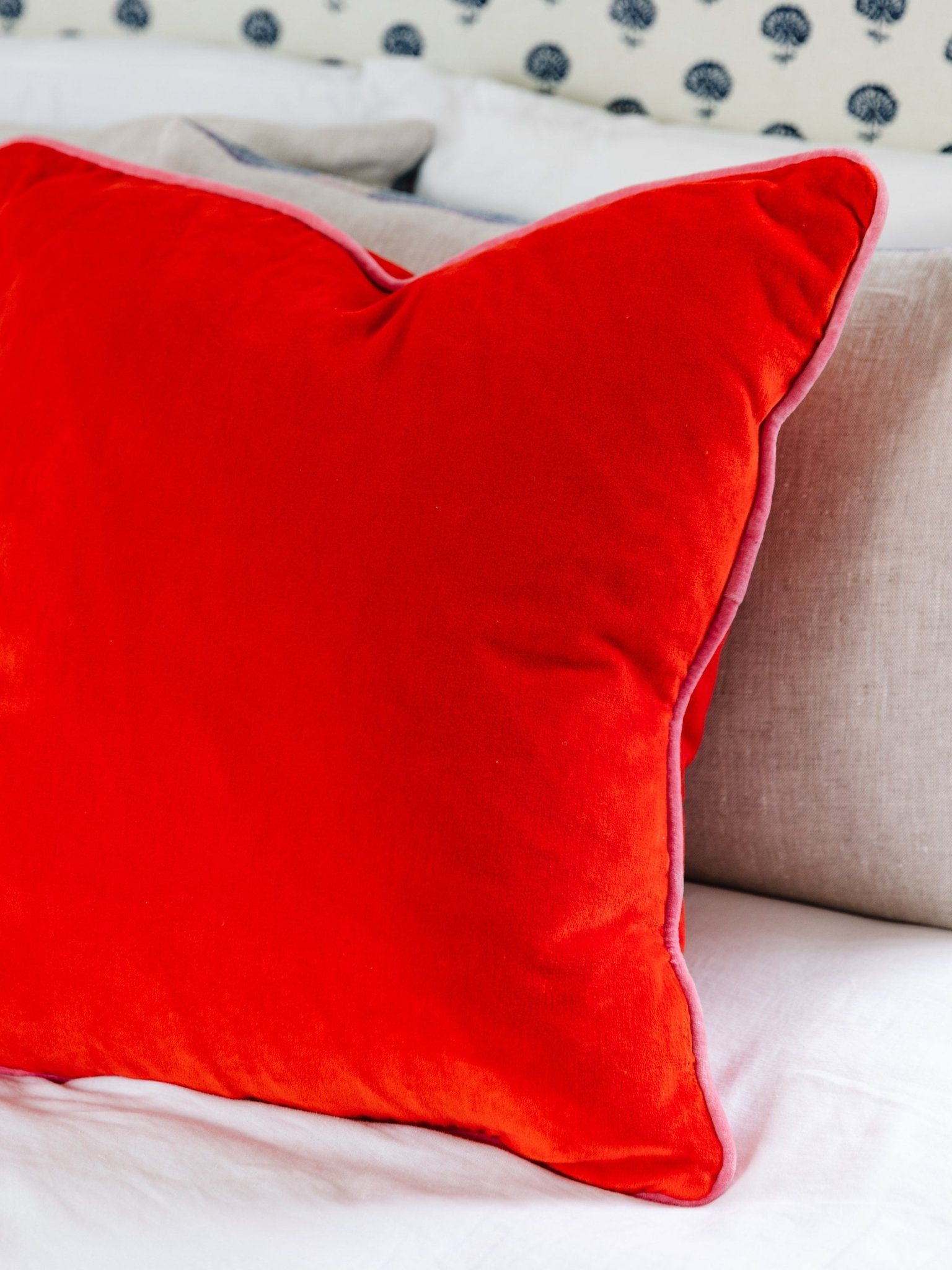 Charliss Velvet Pillow | Cherry + Light Pink-Throw Pillows-Furbish Studio-The Grove