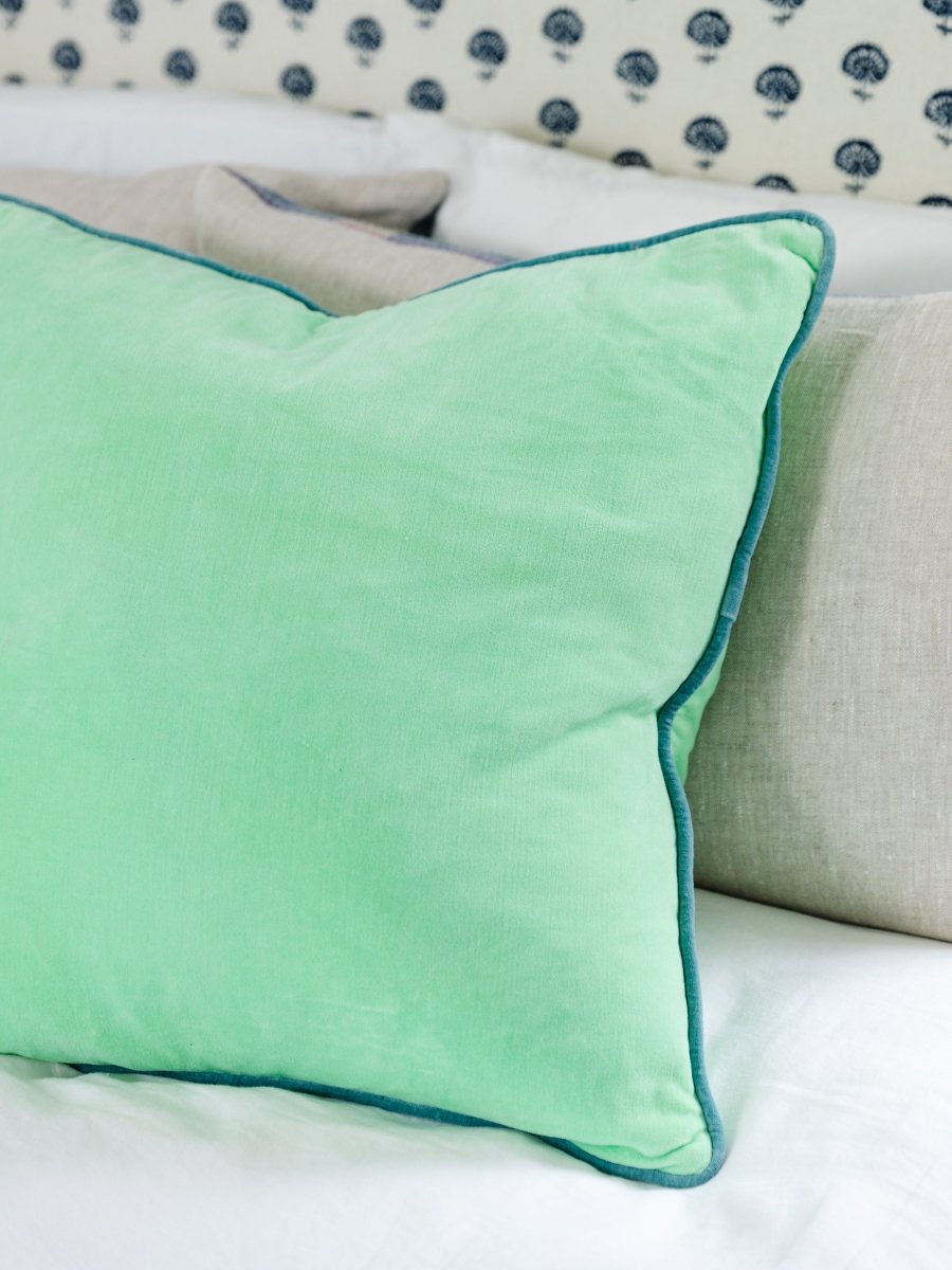 Charliss Velvet Pillow | Mint + Aqua-Throw Pillows-Furbish Studio-The Grove