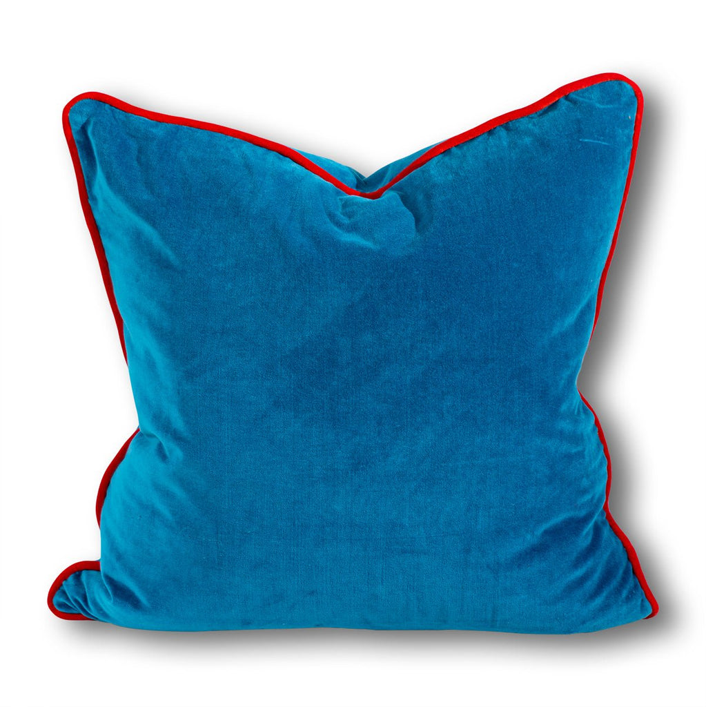 Charliss Velvet Pillow | Peacock + Cherry-Throw Pillows-Furbish Studio-The Grove