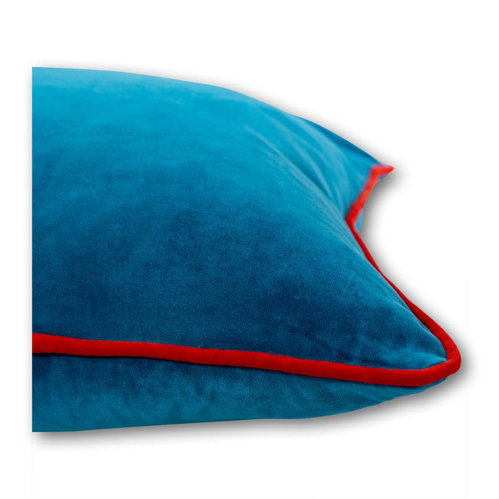 Charliss Velvet Pillow | Peacock + Cherry-Throw Pillows-Furbish Studio-The Grove