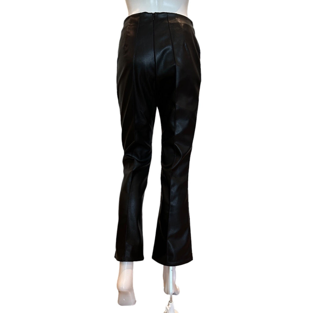 Claudia Vegan Leather Stretch Trousers | Black-Pants-French Connection-The Grove