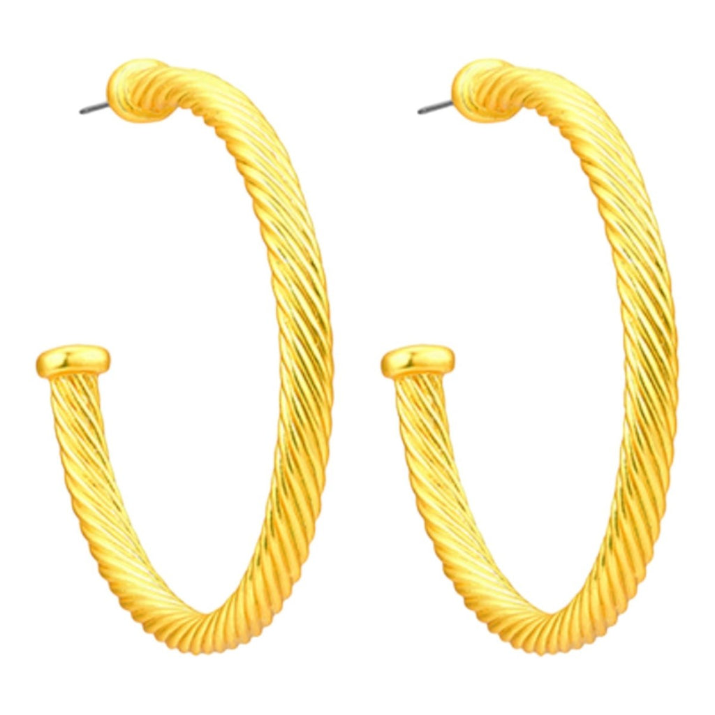 Color Cable Hoop Earrings | Matte Yellow-Earrings-Twist-The Grove