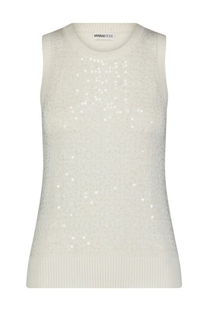 Cotton Cashmere Sequin Tank | White-Shirts & Tops-Minnie Rose-The Grove