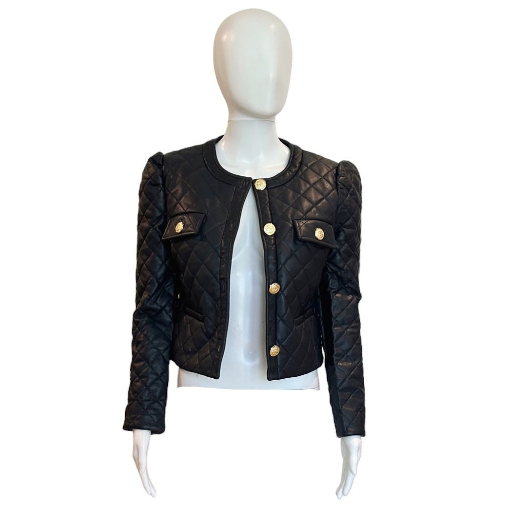 Cropped Quilted Coco Jacket | Black-Jacket-J. Society-The Grove