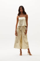 Culotte Linen Pant | Gold-Pants-Lanhtropy-The Grove