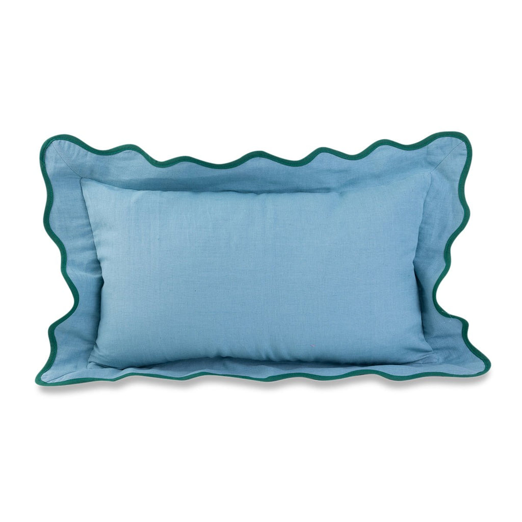 Darcy Linen Lumbar Pillow | Aqua + Green-Throw Pillows-Furbish Studio-The Grove