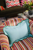 Darcy Linen Lumbar Pillow | Aqua + Green-Throw Pillows-Furbish Studio-The Grove