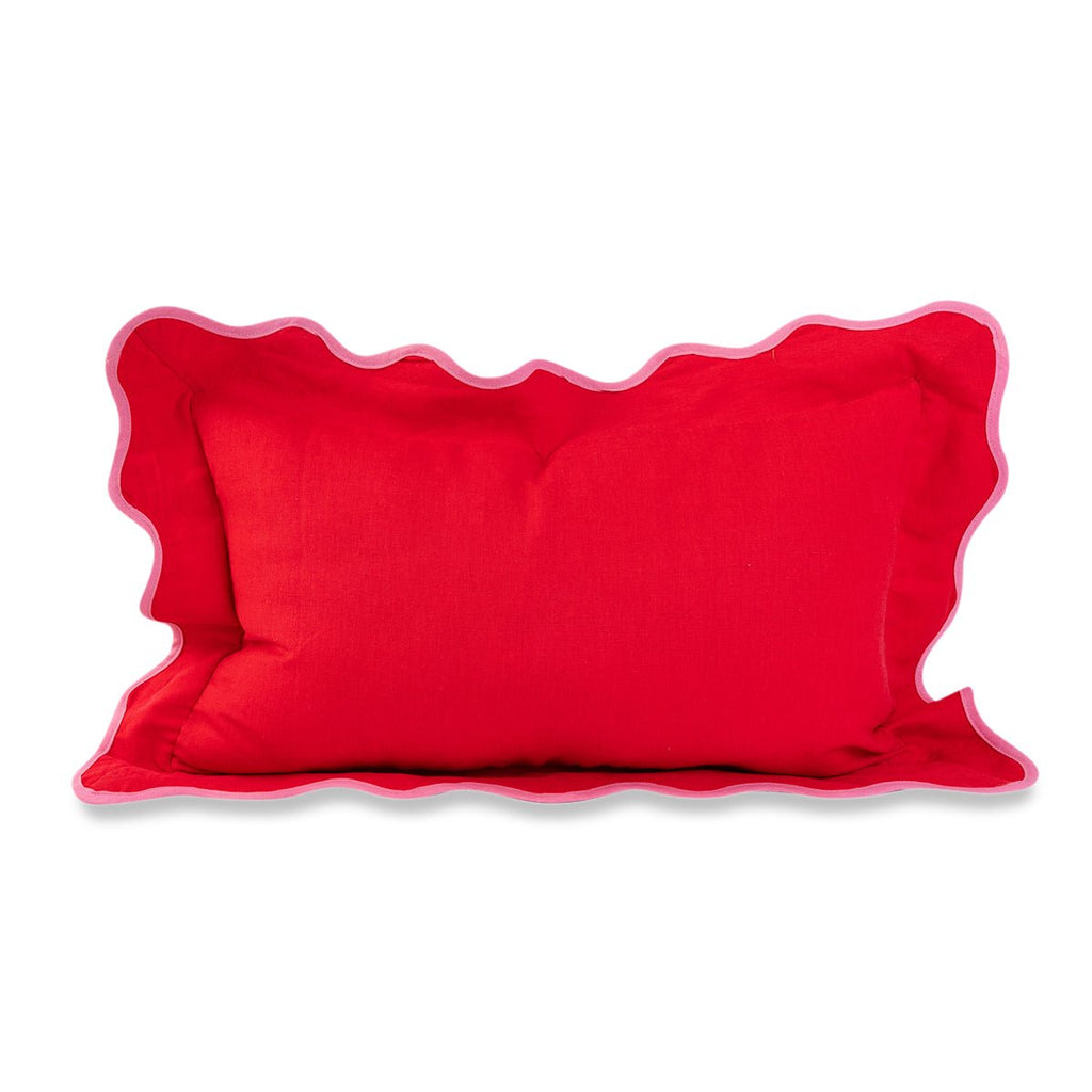 Darcy Linen Lumbar Pillow | Cherry + Light Pink-Throw Pillows-Furbish Studio-The Grove