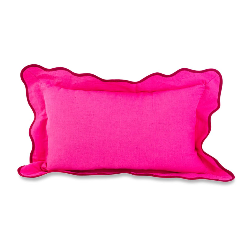Darcy Linen Lumbar Pillow | Neon Pink + Wine-Throw Pillows-Furbish Studio-The Grove