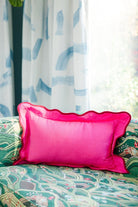 Darcy Linen Lumbar Pillow | Neon Pink + Wine-Throw Pillows-Furbish Studio-The Grove