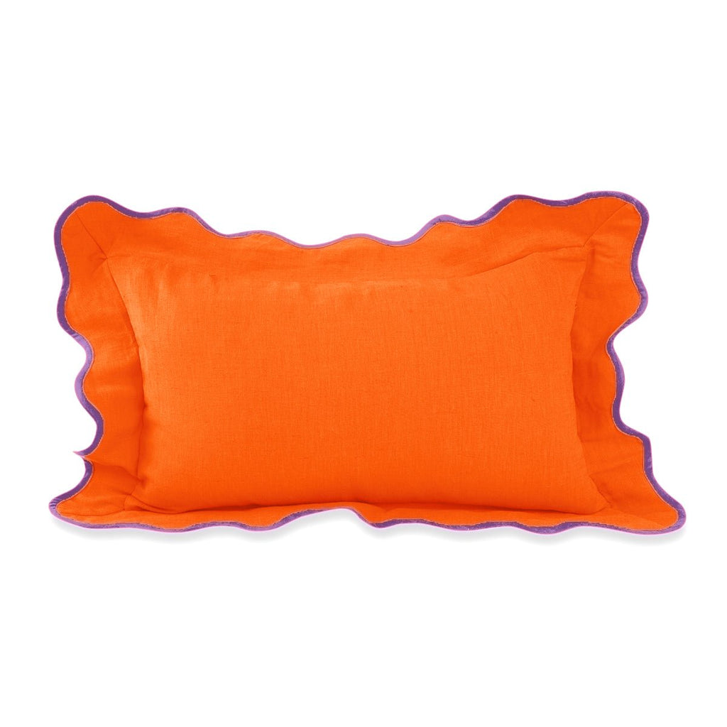 Darcy Linen Lumbar Pillow | Orange + Lilac-Throw Pillows-Furbish Studio-The Grove