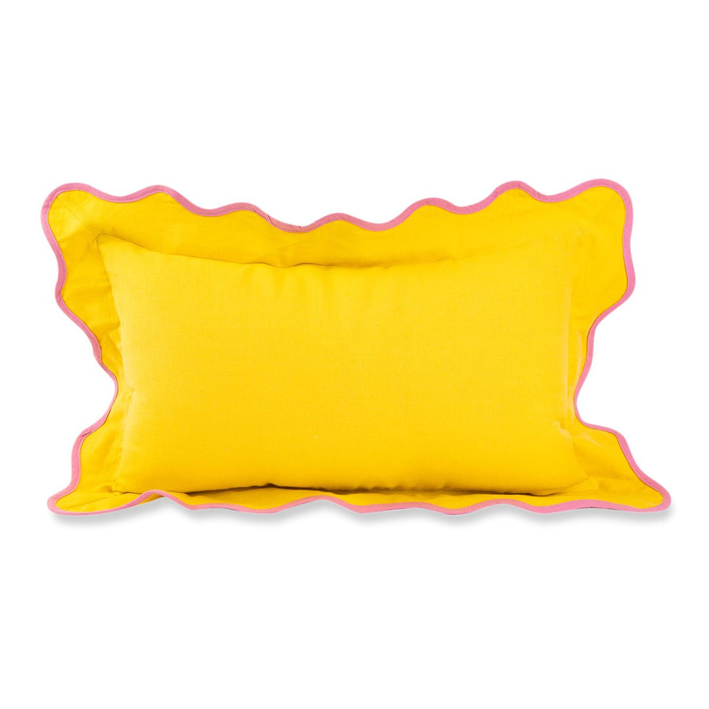 Darcy Linen Lumbar Pillow | Yellow + Light Pink-Throw Pillows-Furbish Studio-The Grove