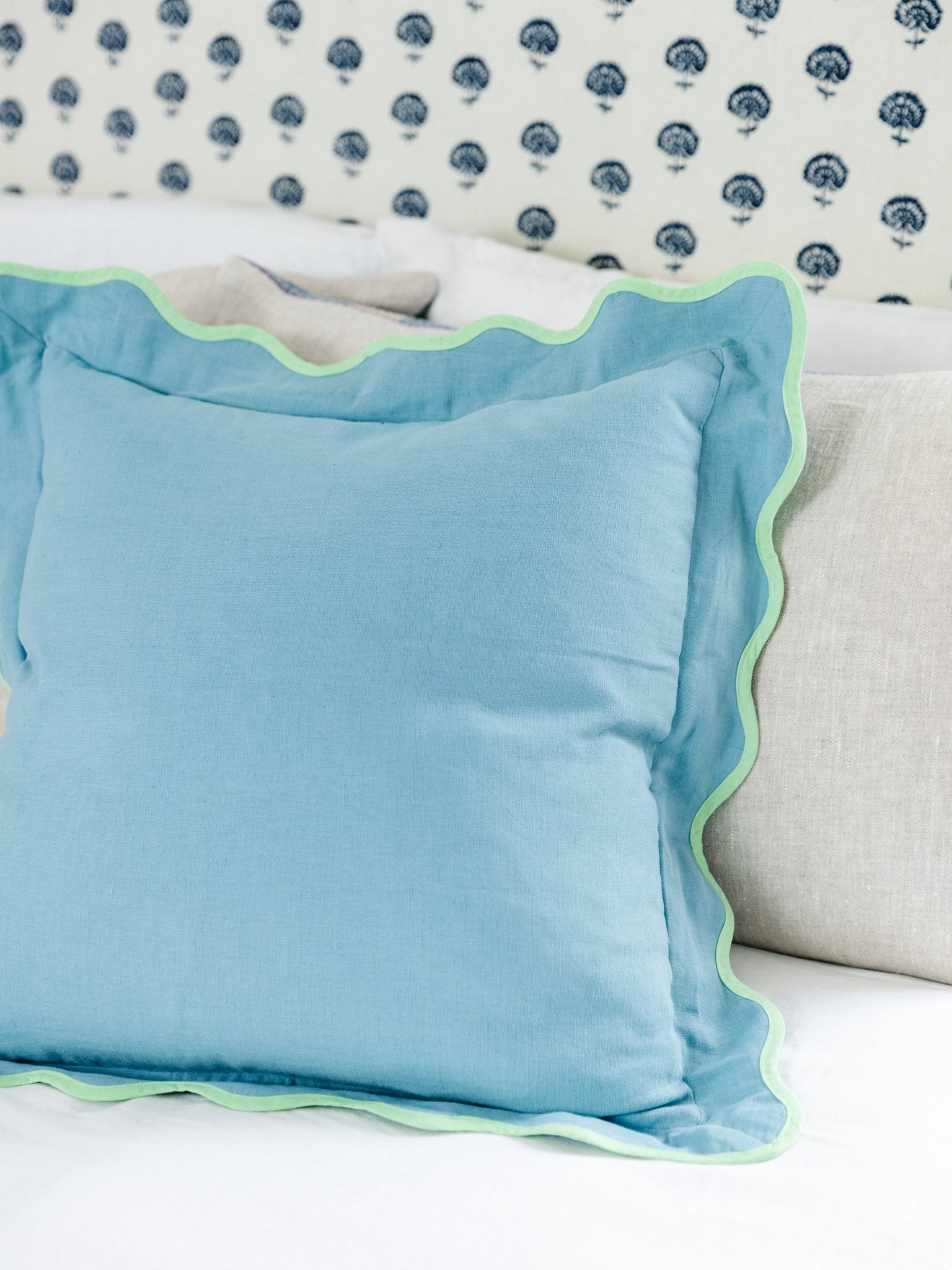 Darcy Linen Pillow | Aqua + Mint-Throw Pillows-Furbish Studio-The Grove