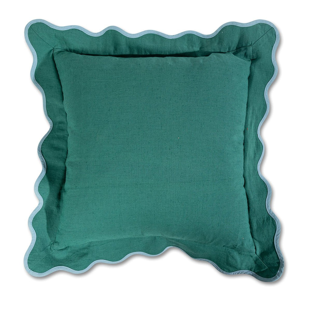 Darcy Linen Pillow | Green + Aqua-Throw Pillows-Furbish Studio-The Grove