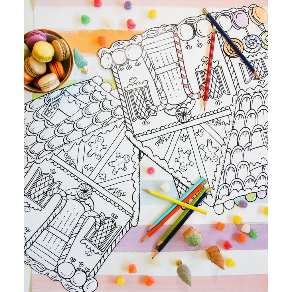 Die-Cut Gingerbread House Coloring Paper Placemat-Paper Placemat-Clementine WP-The Grove