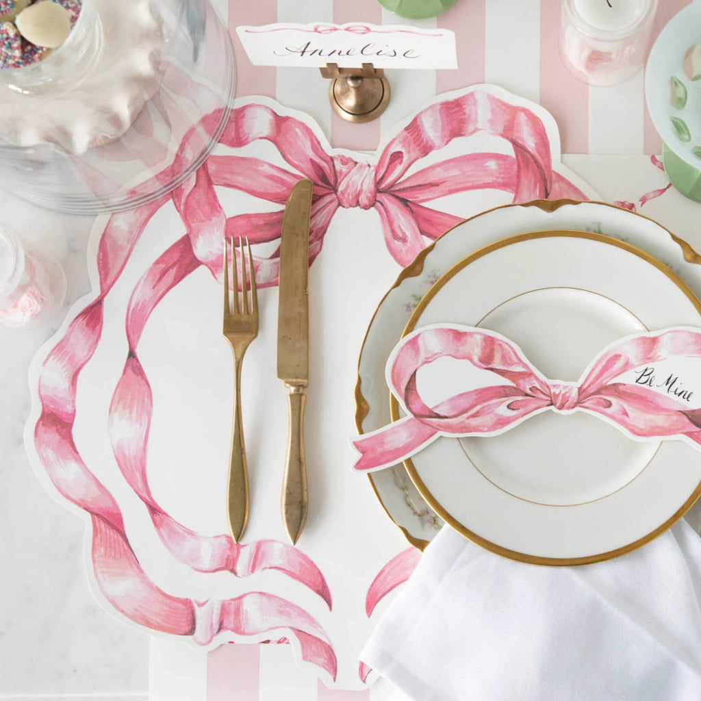 Die Cut Pink Bow Placemat-Paper Placemat-Clementine WP-The Grove