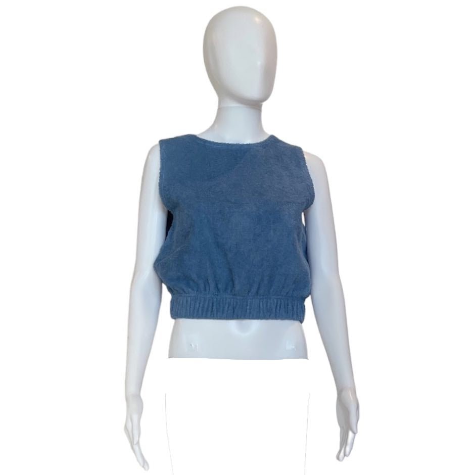Donny Towel Terry Tank With Band | Blue-Shirts & Tops-Mantra-The Grove