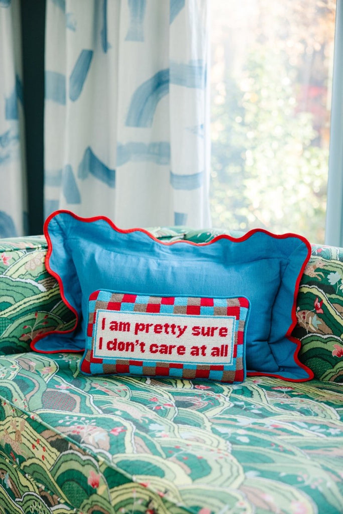 Don't Care Needlepoint Pillow-Throw Pillows-Furbish Studio-The Grove