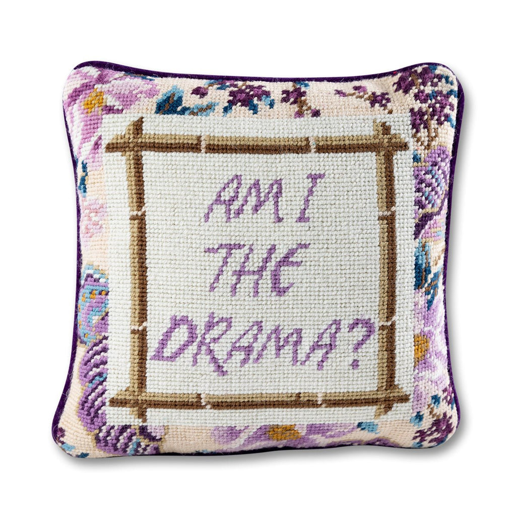 Drama Needlepoint Pillow-Throw Pillows-Furbish Studio-The Grove