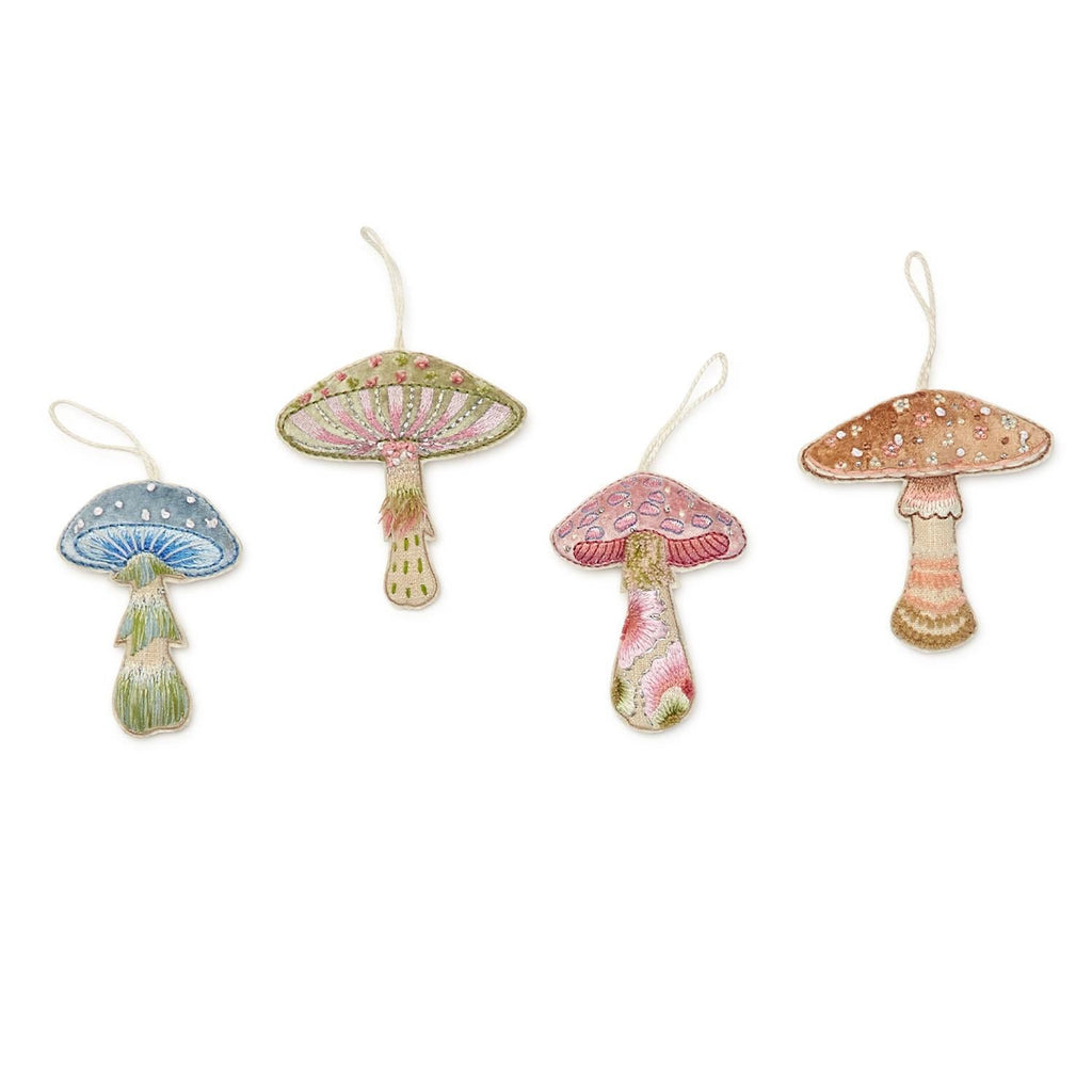 Embroidered Mushroom Ornament-Holiday Ornaments-Two's Company-The Grove