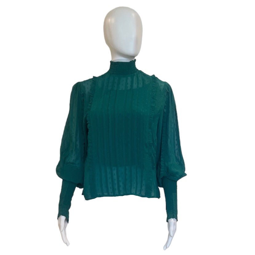 Emerald Ruffle Long Sleeve Blouse-Shirts & Tops-FARM Rio-The Grove