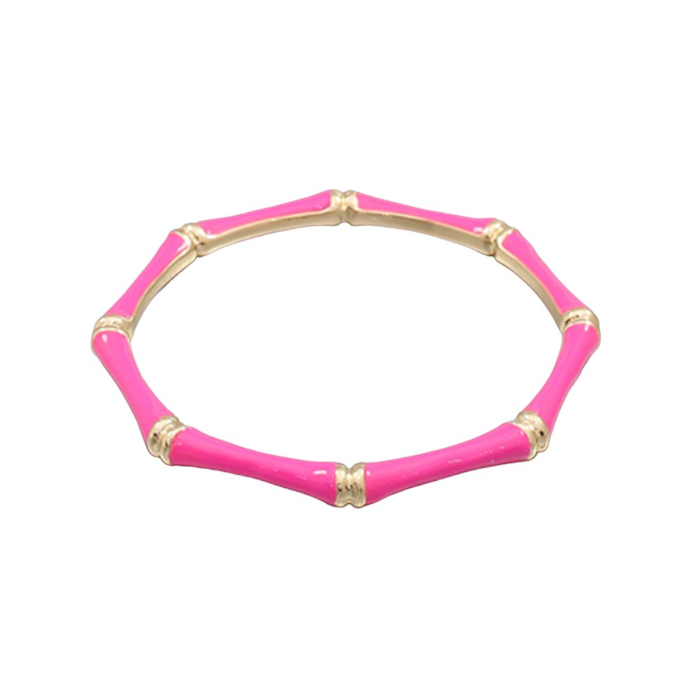 Enameled Bamboo Bangle | Fuchsia-Bracelets-Twist-The Grove