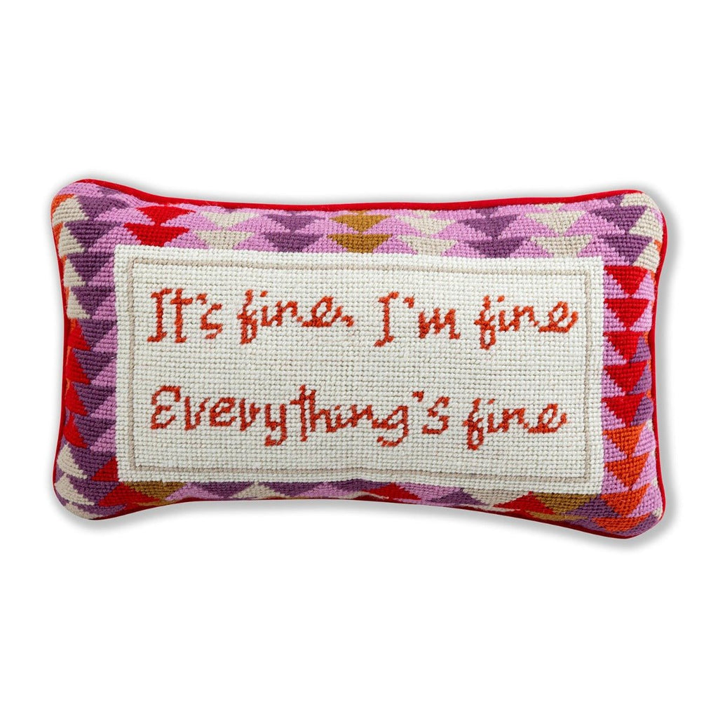 Everything's Fine Needlepoint Pillow-Throw Pillows-Furbish Studio-The Grove