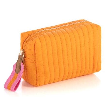 Ezra Small Boxy Cosmetic Pouch | Orange-Cosmetic & Toiletry Bags-Shiraleah-The Grove