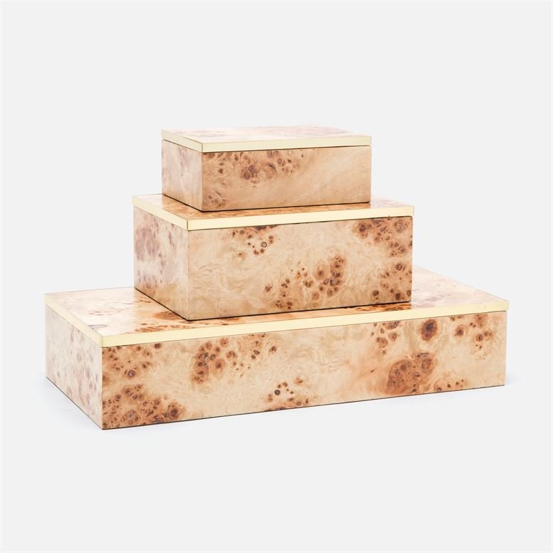 Fabron Burl Wood Boxes | Three Sizes-Decor-Made Goods-The Grove
