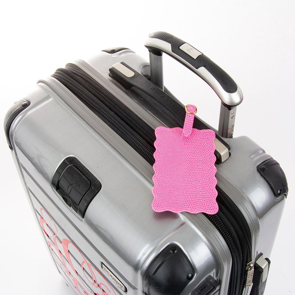 Faux Lizard Scalloped Luggage Tag | Pink-Luggage Tags-Twist-The Grove