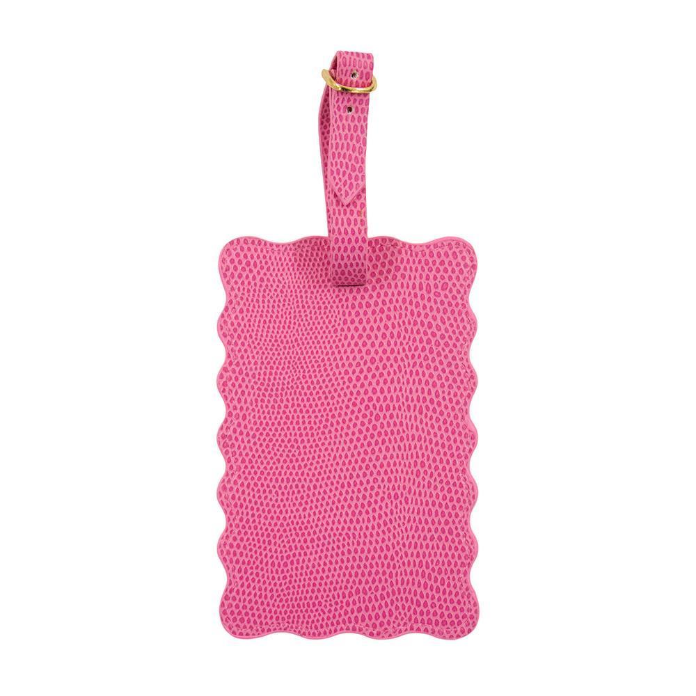 Faux Lizard Scalloped Luggage Tag | Pink-Luggage Tags-Twist-The Grove