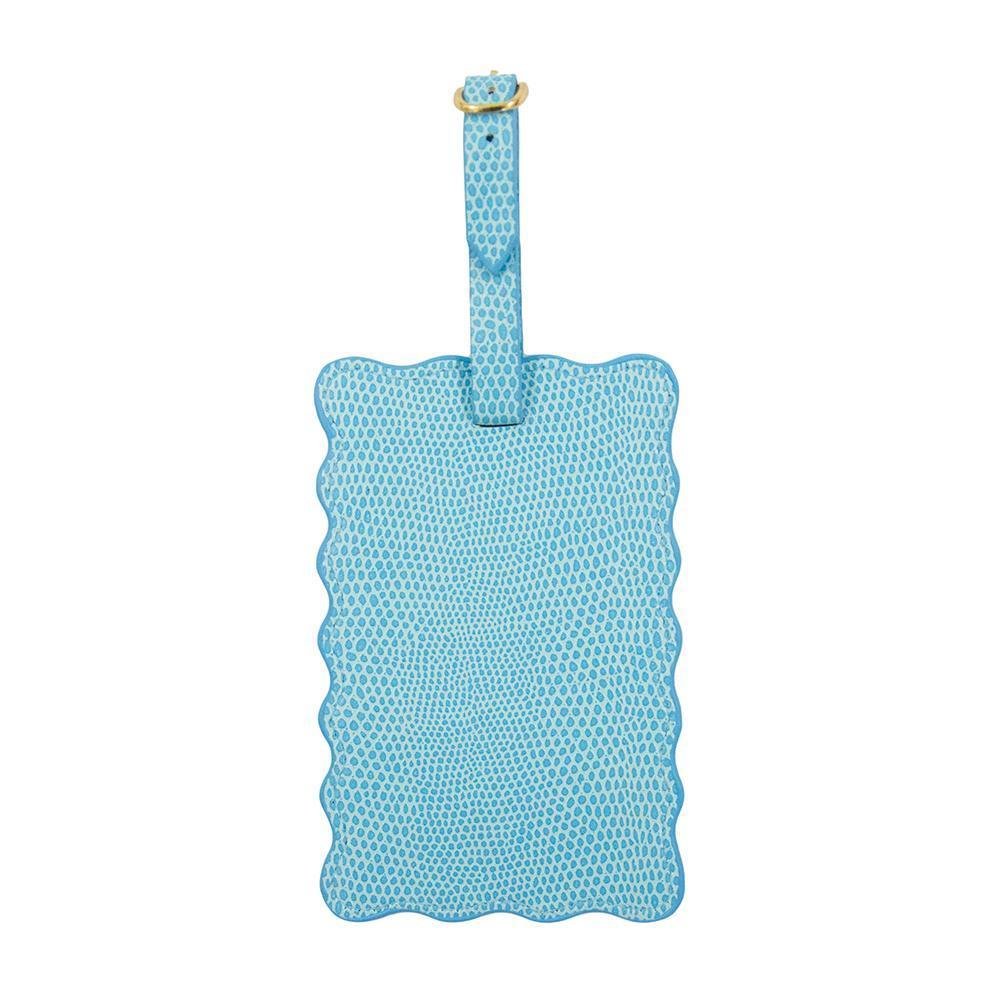 Faux Lizard Scalloped Luggage Tag | Turquoise-Luggage Tags-Twist-The Grove