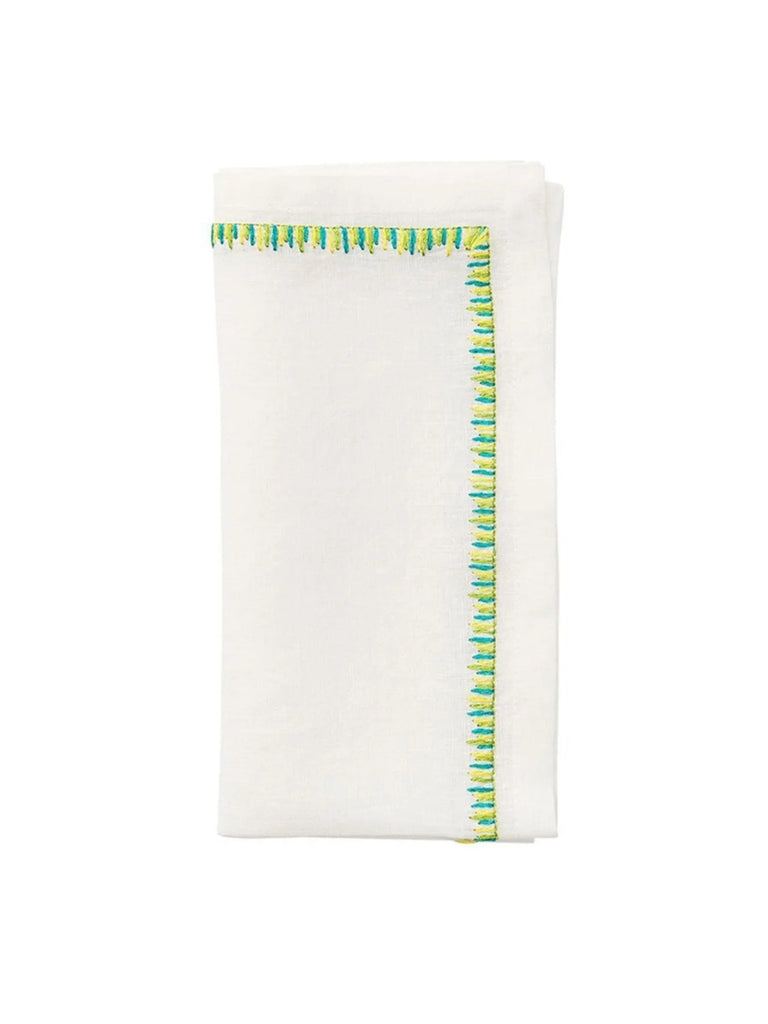 Filament Napkin in White, Yellow & Green-Cloth Napkins-Clementine WP-The Grove