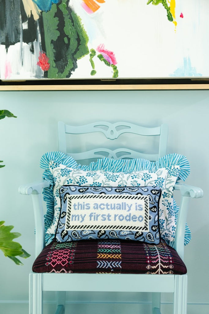 First Rodeo Needlepoint Pillow-Throw Pillows-Furbish Studio-The Grove