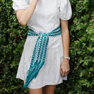 Flower Child Teal Hand Woven Belt-Belts-Laura Park-The Grove