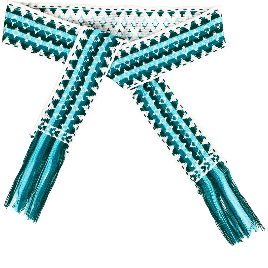 Flower Child Teal Hand Woven Belt-Belts-Laura Park-The Grove