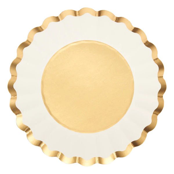 Flower Paper Salad Plate | Gold & White-Salad Plate-Clementine WP-The Grove