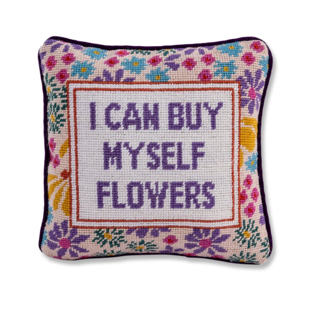 Flowers Needlepoint Pillow-Throw Pillows-Furbish Studio-The Grove