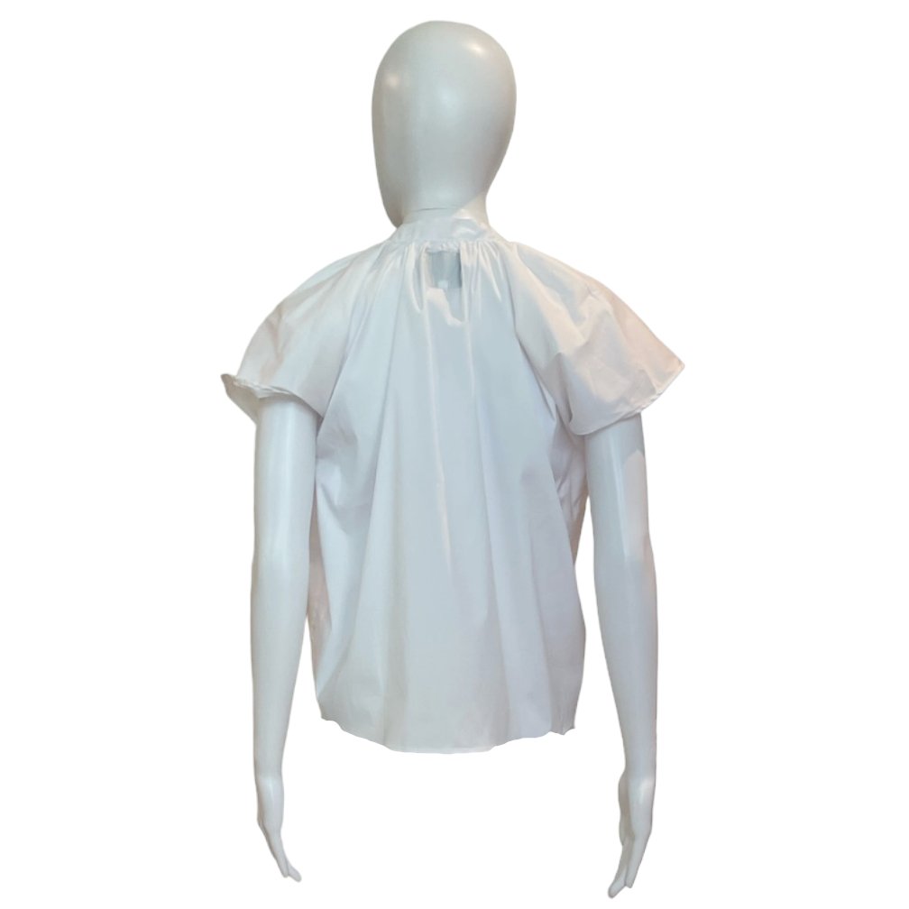 Flutter Shoulder Short Sleeve Shirt | White-Shirts & Tops-The Shirt-The Grove