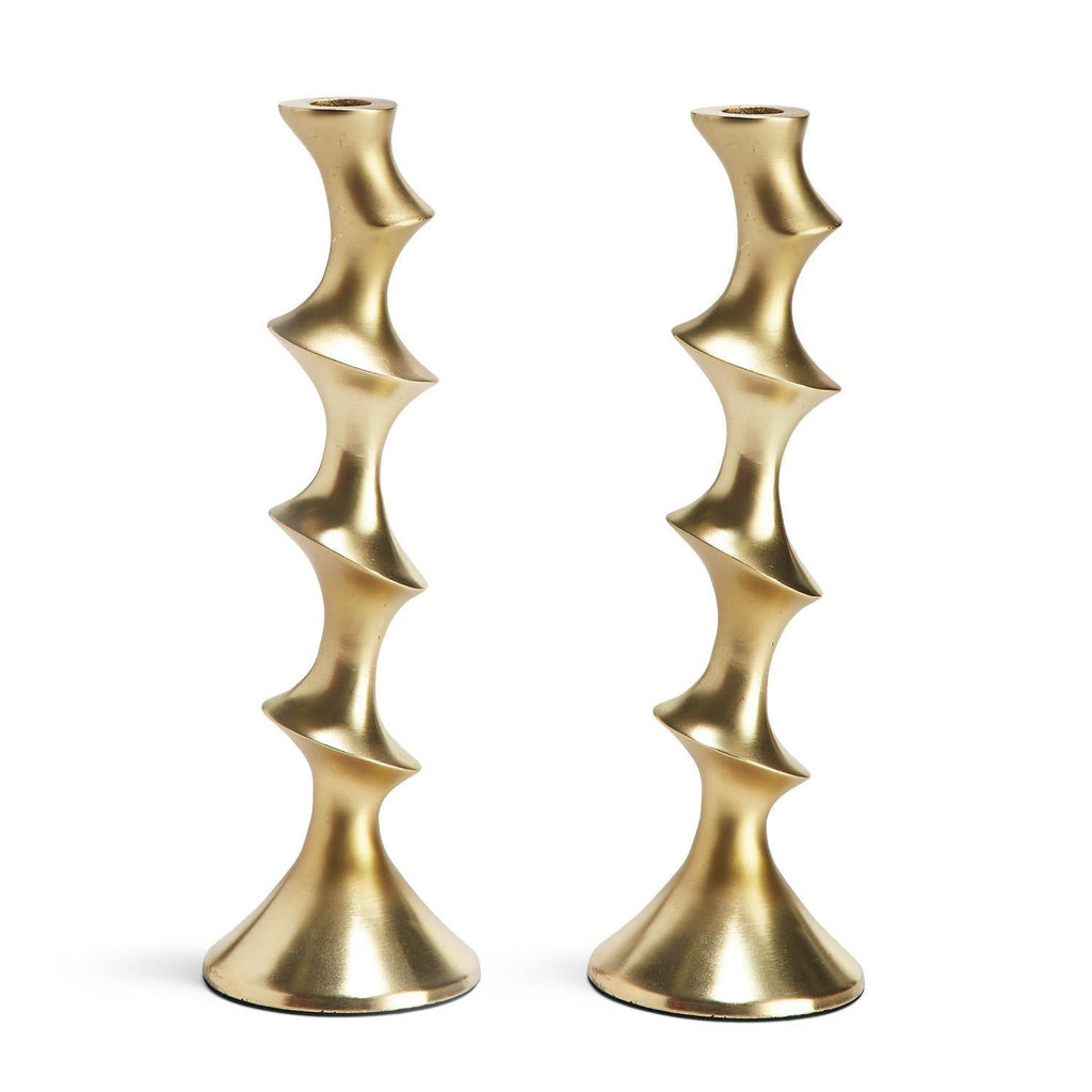 Free Form Matte Gold Candlesticks, Set of 2-Candle Holders-Two's Company-The Grove