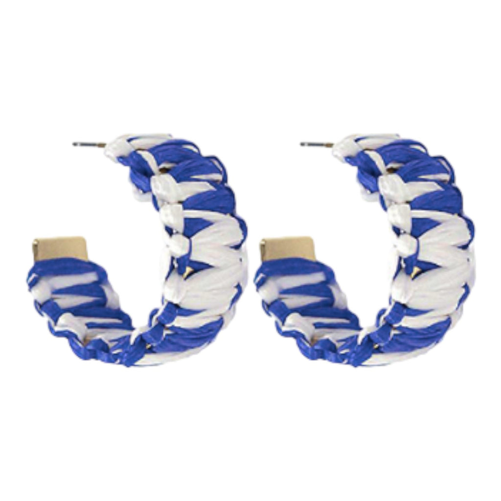 Game Day Hoop Earrings | Blue & White-Earrings-Twist-The Grove