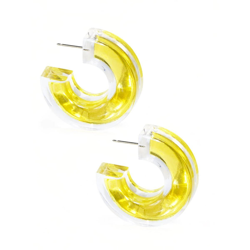 Gold | Chunky Foil Lucite Open Hoop Earrings-Earrings-Zenzii-The Grove